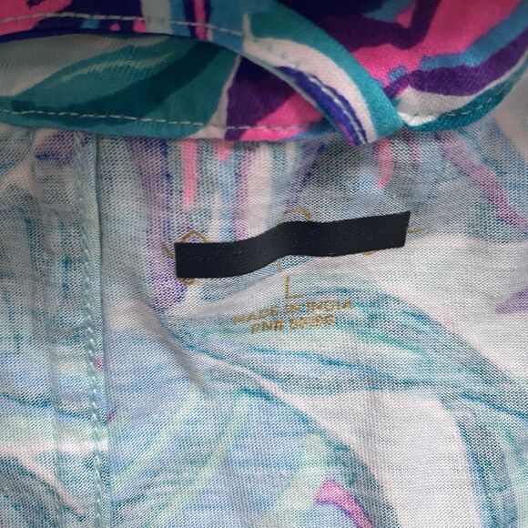 Lilly Pulitzer Bedelia Mini Dress L Seasalt Tropical Don't Wanna Leaf Resort - Picture 6 of 6